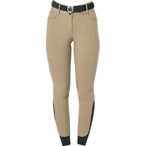 36 IT, Bianco: Pantaloni equitazione donna a vita alta in tessuto tecnico con grip al ginocchio