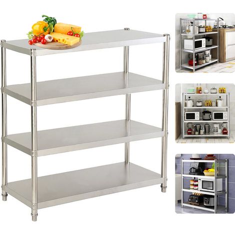 YISSALE-Edelstahlregal mit hoher Belastbarkeit - vielseitiges Standregal für Küche, Restaurant, Garage und Fabrik, ideal für gewerbliche und private Nutzung, robust und pflegeleicht (1/5)