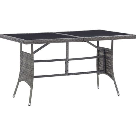 Gartentisch Grau 140 x 80 x 74 cm Poly Rattan