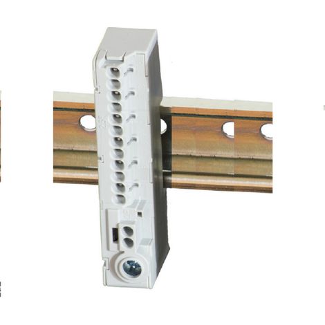 Bornier Barrette  grise - 80A - raccordement automatique 15 trous ( 12x1 à 2,5 +2 x 1 à 4 + 1x25 mm²  ) montage rail din (1/2)