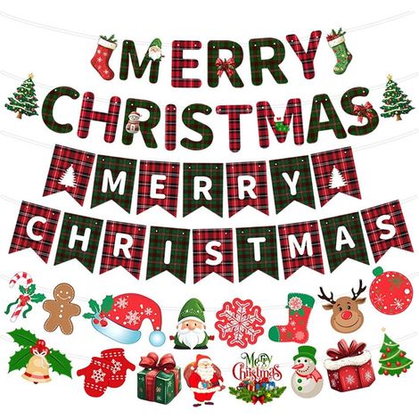 Guirlande De Lettres De Noël - Décoration De Fête En Forme De Cœur - Pour Arbre De Noël Porte Fenêtre Cheminée - Lot De 3 Pièces (1/5)