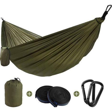 Hamac Ultra-léger en Nylon 200kg Capacité de Charge 270x140cm avec 2 x Sangles en Nylon et 2 x Mousquetons pour Camping Voyage (1/5)