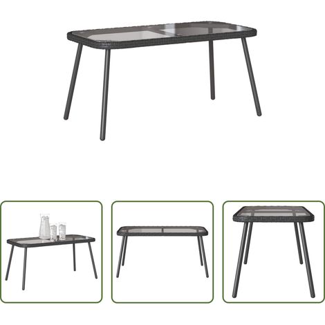 vidaXL Glas - Couchtisch Schwarz 90 x 45 x 43 cm Poly-Rattan und Glas (1/5)
