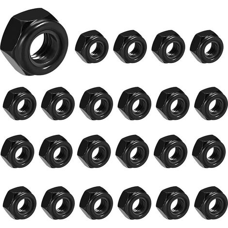 50Pcs Carbone Acier Auto Bloquant Écrou Hexagonal Nylon Insert Écrou  M5