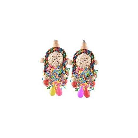 Conure Toys, 2 pezzi Giocattoli da appendere per uccelli e pappagalli, palline di sabbia con martello per piccoli pappagalli, parrocchetti, conuri, calopsitte, inseparabili, giocattolo da gabbia - Cre
