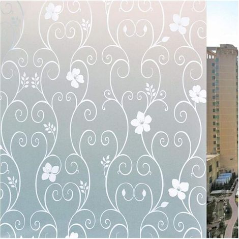 Autocollants pour fenêtre 45 x 100 cm - Verre opaque givré - Motif fleur en fer forgé - blanc (1/5)