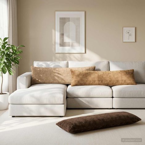 vidaXL Cushion Cover 2 pcs HOUTEN Taupe 40 x 145 cm Faux Rabbit Fur (1/5)