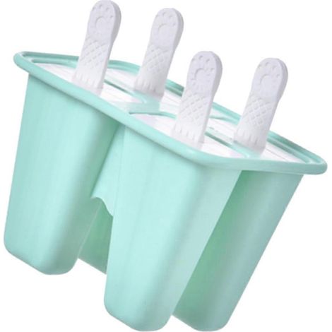 Moule à glace en silicone à 4 compartiments, facile à démouler, idéal pour les glaces et les crèmes glacées maison (vert) (1/5)