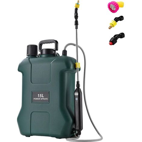 Pulvérisateur électrique grande capacité 15 L, Pulvérisateur d'épaule haute pression pour jardin avec perche télescopique et 3 buses (1/5)