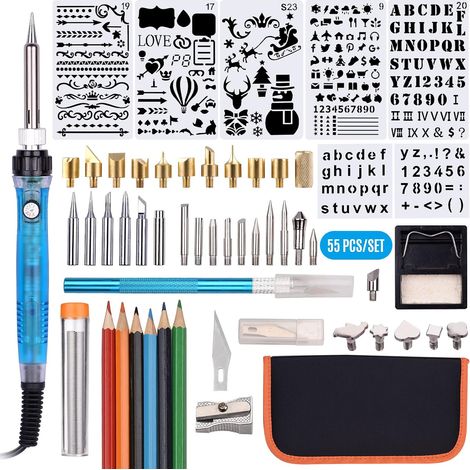 55-Piece Wood Burning Tool Kit, Pen Set (1/5)