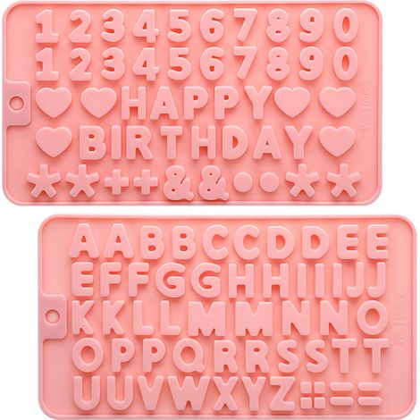 Lot de 2 moules à lettres et chiffres en silicone, moules à chocolat et bonbons antiadhésifs, ustensiles de cuisine, produits pour la fabrication de gâteaux, biscuits, glaçons et bonbons en résine et (1/5)