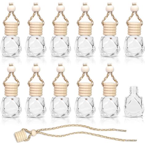 Lot de 10 flacons de parfum vides en verre à suspendre pour voiture, diffuseur d'huiles essentielles (1/5)