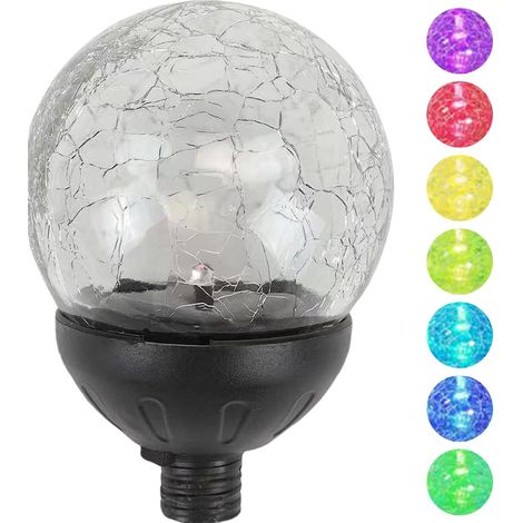 Pièces de rechange pour lampe solaire, 7 couleurs LED, ampoule en verre avec interrupteur, dessus de rechange étanche pour éolienne d'extérieur (1/5)