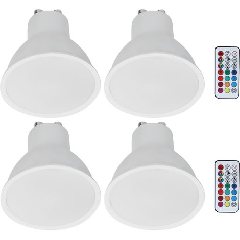 Ampoule LED spot 3W RGB à changement de couleur avec télécommande pour chambre, couloir, hôtel, bar 85265V (GU10 RVB blanc chaud) (1/5)