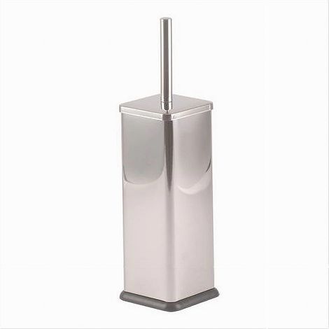 Trade Shop - Portascopino Bagno Wc Toilette Quadrato Cromato Con Scopino Completo 87461 - (1/2)