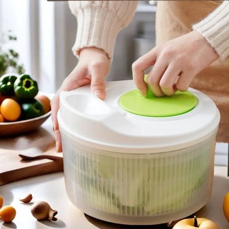Essoreuse à salade - Multifonctionnelle - Plastique - Manuel - Lavage des légumes - Déshydrateur de fruits (1/4)