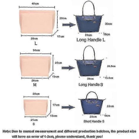 Pochettes de doublure en feutre pour sacs à main Longchamp, trousses de toilette en feutre, pochettes de voyage portables et sacs de rangement. (1/2)