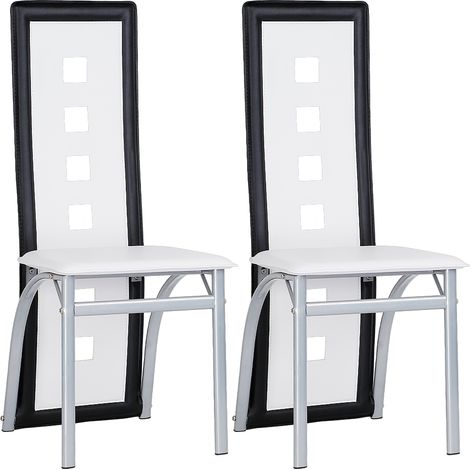 Haloyo® 2tlg Esszimmerstühle Set Stuhl Hochlehner Polsterstuhl Sitzgruppe Essgruppe Esszimmerstuhl Besucherstuhl Weiß-schwarz