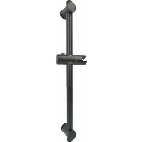 Noir Barre de douche, Barre de douche en acier inoxydable 304 avec supports de fixation réglables en hauteur et en angle, brossé, hauteur totale 660mm