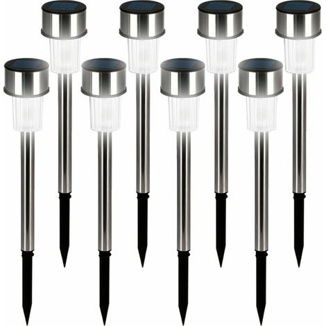 8x Lampes solaires de Jardin luminaire extérieur LED acier inoxydable Jardin Eclairage solaire blanc chaud (1/4)