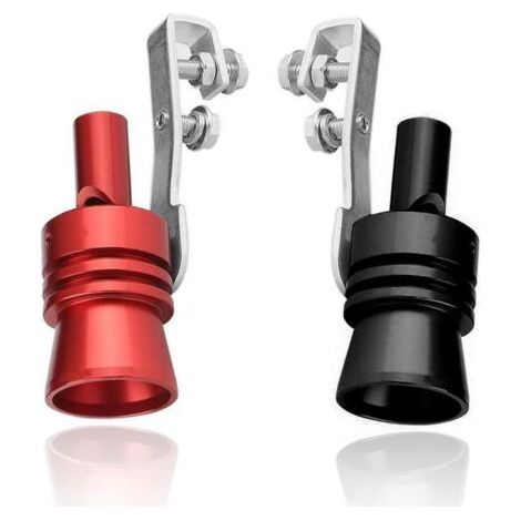 2 Pcs Turbo Whistle, Turbo Sifflet Tuyau d'échappement BOV Blow-off Simulator Valve en aluminium, Voiture Turbo Sound d'échappement sifflet Pipe échappement Blow-Off Valve Simulator (Noir + Rouge) (1/5)