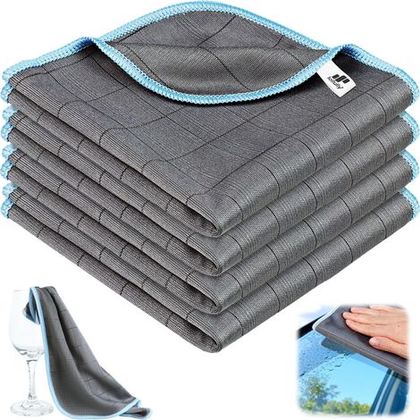 Chiffon Microfibre Carbone Réutilisable Chiffon Vitre sans Trace Absorbant sans Trace Chiffon Fibre De Carbone 400GSM Cuisine, Voiture, Verre, Nettoyage Vitre 30 X 30 cm (1/5)