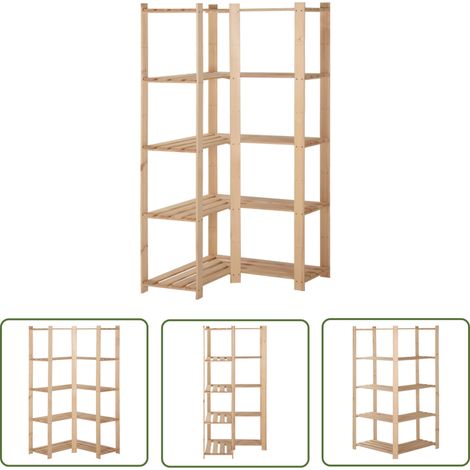 The Living Store Étagère d'angle de rangement 5 niveaux 82,5x82,5x170 cm Pin - Étagère D'angle - Étagère De Rangement - Meuble De Rangement - Rangement Intérieur - Rangement Maison (1/5)