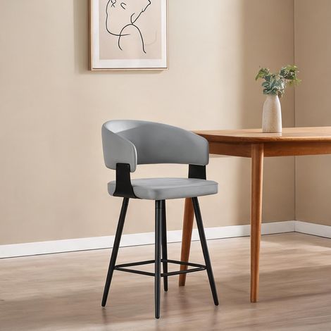 Fauteuil de salle à manger gris en simili cuir 46 x 47 x 94,5 cm (1/5)
