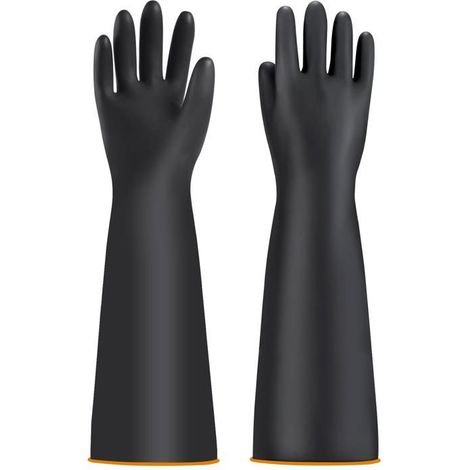 Ecleanfy - Gants de protection chimiques - AIMOONSA - Longs imperméables - Latex haute qualité - Résistance acides/alcalins - Noir (1/5)