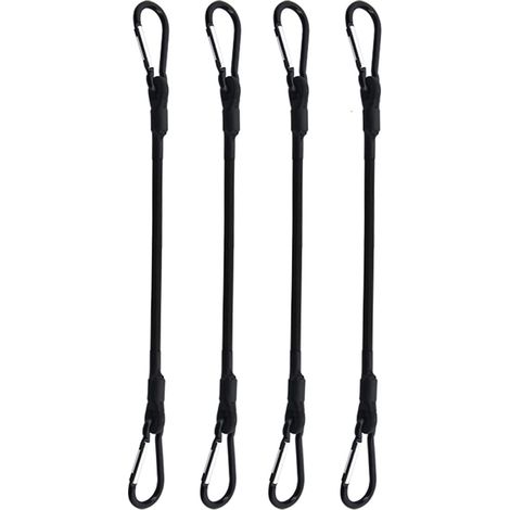 Lot de 4 cordes élastiques à boucle pour l'alpinisme en extérieur - 100 cm, noires (1/5)