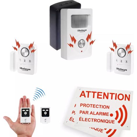 Kit alarme "local agricole" autonome sans-fil - 1 détecteur mouvement + 2 ouvertures/vib + télécommandes (BT) (1/5)