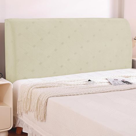 Housse Tete De Lit, Élastique Housse De Tete De Lit Antitaches, Housse De Protection De Tête Washable, Headboard Cover Removable, Couvre Tete De Lit De Chambre (90cm, Beige) (1/5)