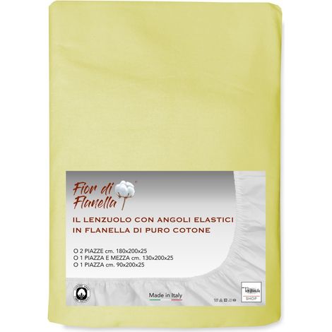 FEUILLE AVEC COINS EN FLANELLE JAUNE Fior di Flanelle ©TOUTES TAILLES 1 PLACE