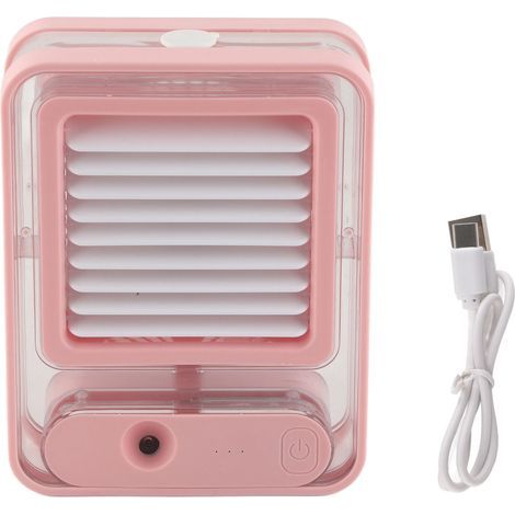 3-stufiger USB-Tischventilator mit Nebelfunktion und Nachtlicht, leise, ideal für Schlafzimmer, Büro und Reisen, Rosa (1/5)
