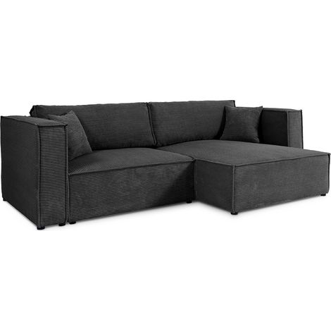 Ecksofa, umkehrbar, 3-sitzig, Jimmy, Cord Schwarz