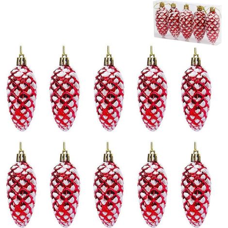 Décorations De Noël À Suspendre en Forme Pomme Pin Boules Sapin Noel Pommes Suspendues 10 Pièces Rouge (1/5)