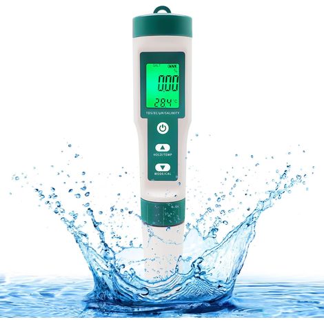 Medidor de pH 7 en 1: TDS/EC/Salinidad/ORP/SG/Temperatura/pH, con retroiluminación, alta precisión, apto para piscinas de agua potable y acuarios de laboratorio. (1/5)