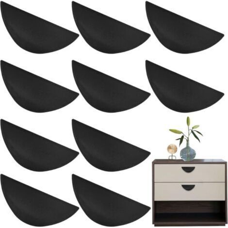Sollbry 10 Pièces Poignées Adhésives Tiroir, Poignée de Porte en Plastique Autocollante, Collant Bouton de Meubles Auto-Adhésif, Pas De Poinçonnage Tirer pour Fenêtres Armoires Cuisine Commode (Noir)