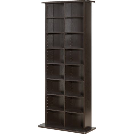 Mophorn Medienregal mit 8 Ebenen, 559x222x1295 mm, Aufbewahrungslösung für CDs, DVDs, Bücher und Spiele, Regal mit 16 Fächern für Wohnzimmer, Büro oder Studio (1/5)