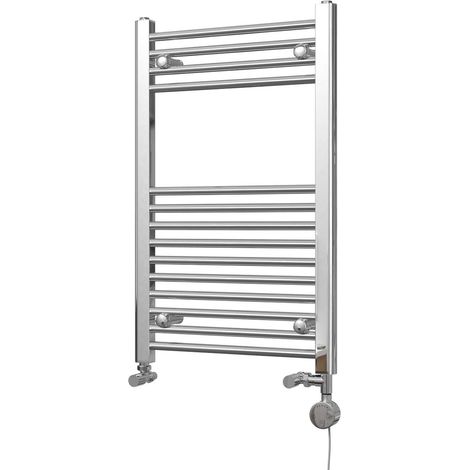 Zennor - Chrome Dual Fuel Towel Rail H800mm x W500mm Thermostatic - Straight (1/3)