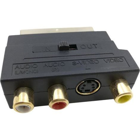 RGB Scart 21 Pin Male to 3 Convertisseur RCA AV Femme + Adaptateur vidéo (Noir) (1/4)
