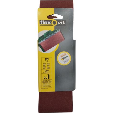 2x Flexovit Schleifbänder 75x533mm Körnung 80 Mittel Universal Schleifpapier