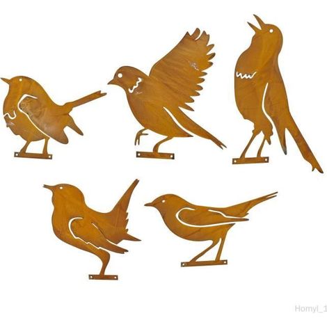 1 pièce Ornement jardin, oiseau métal rouille, décoration extérieure réaliste, idéal pour amateurs de jardinage et espaces verts (1/3)