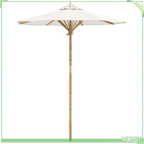 Parasol de jardin - FAFEICY - 4108080 - Blanc crème - Ø270 cm - Bambou & toile polyester anti-UV (1/5)