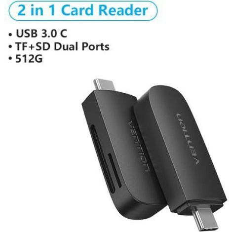 Lecteur de carte mémoire - - USB 3.0 vers Micro SD TF - 2 en 1 - Noir - Haute vitesse