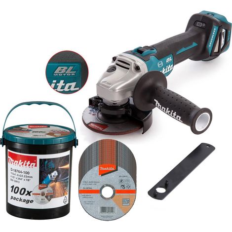 Makita DGA463Z 18v Cordless Brushless 115mm Angle Grinder + 100 Thin Fast Discs (1/4)