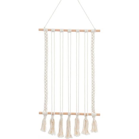 Wand-Fotoorganizer – Makramee-Kordel mit Holzstütze – Für Bilderrahmen und Karten – 40 x 68 cm – 1 Stück (1/5)