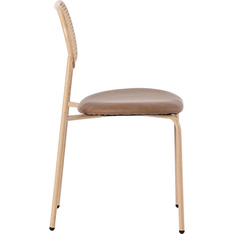 Set de 4 chaises de salle à manger modernes, fauteuils décontractés en rotin avec piètement métallique à 4 pieds, chaises pour salon et chambre, marron (1/5)
