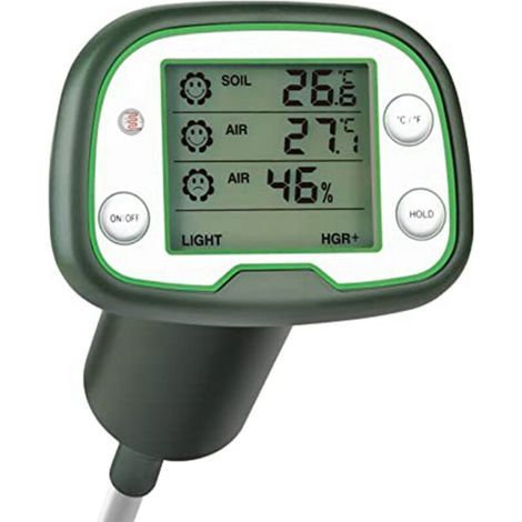 Thermomètre de sol numérique 4 en 1 - Testeur de sol - Thermomètre de sol/Lumière/Température/Humidité de l'air-AquaForge (1/5)
