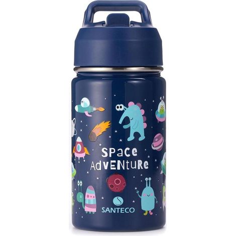 Kinder Trinkflasche Edelstahl 380ml mit Strohhalm, BPA-frei, Isolierflasche für Schule (1/5)